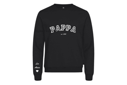 Sweatshirt pappa - personlig present med Pappa-tryck och barnens namn