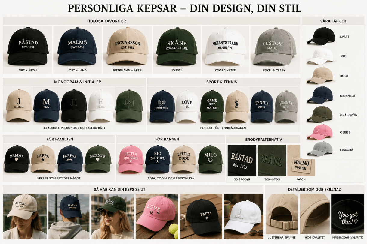 Personlig keps skapa din egen keps på brodyrochdesign